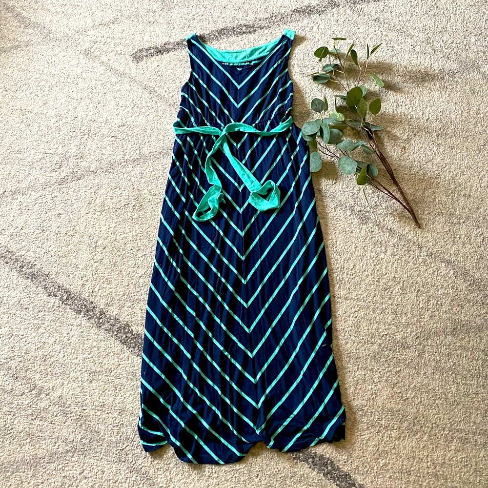 •LIZ LANGE MATERNITY• Medium Navy and Aqua Maternity Dress